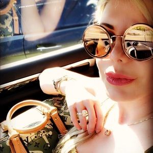 18-KARATS METAL GOLD-ROUND SUNGLASSES  LENSES